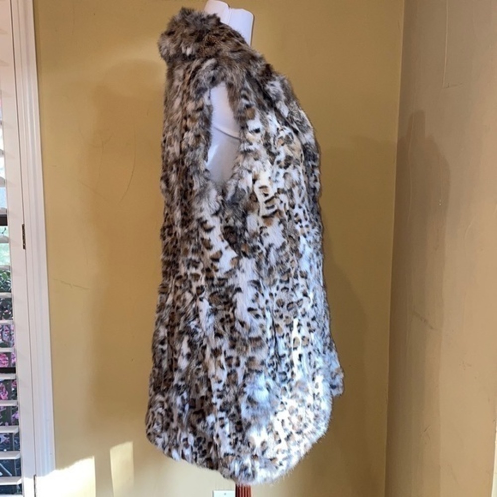 Bagatelle Genuine Rabbit Fur Long Vest High Collar Size Medium w/Pockets - Picture 3 of 10